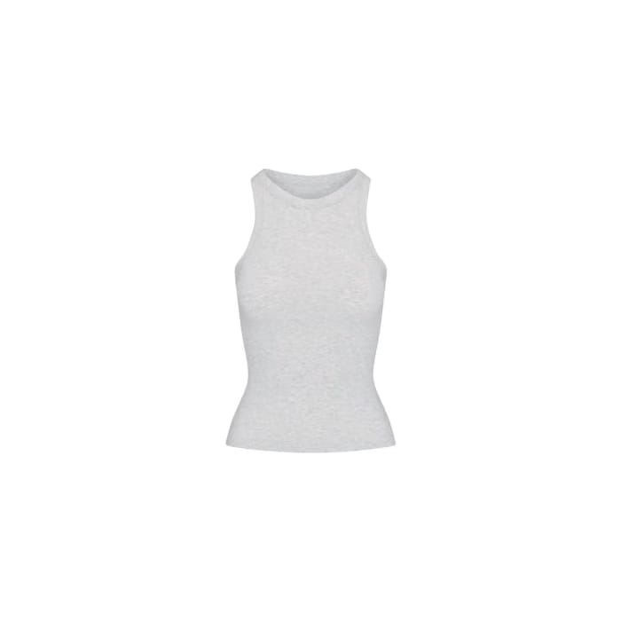 Skims Cotton Jersey Crew Neck Tank Light Heather Grey