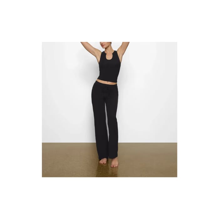 Skims Cotton Jersey Straight Leg Pant Soot