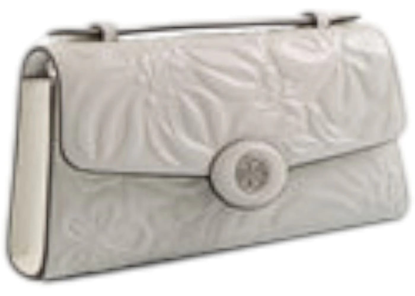 Tory Burch Robinson Floral Embossed Top Handle Chain Wallet Blanc