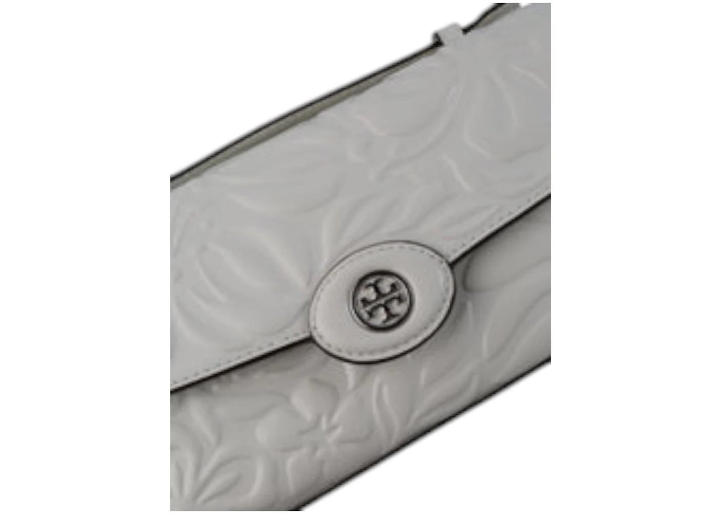 Tory Burch Robinson Floral Embossed Top Handle Chain Wallet Blanc