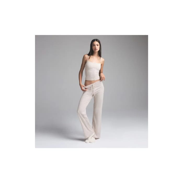 Skims Cotton Jersey Straight Leg Pant Heather Oatmeal