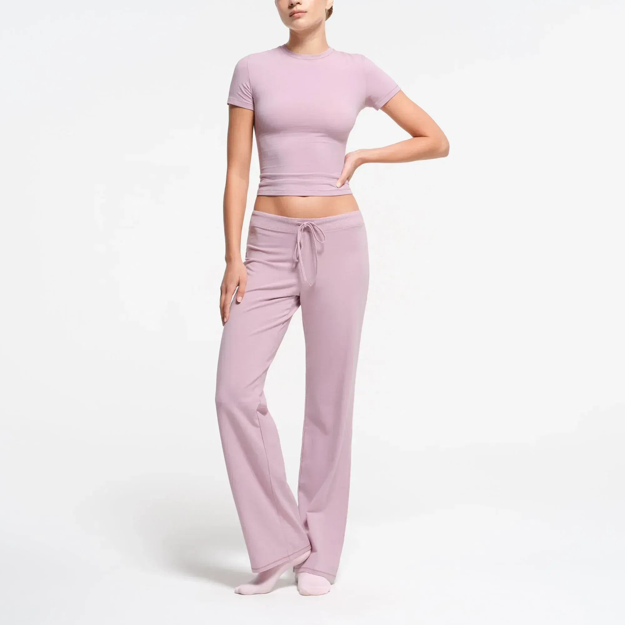 Skims Cotton Jersey Straight Leg Pant Dusk