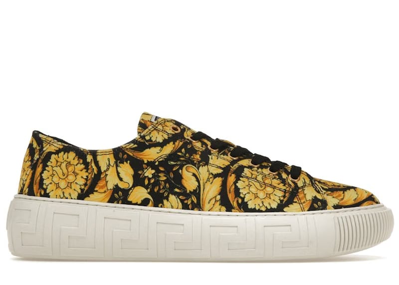 Versace Greca Barocco Print Low Top Yellow Black White