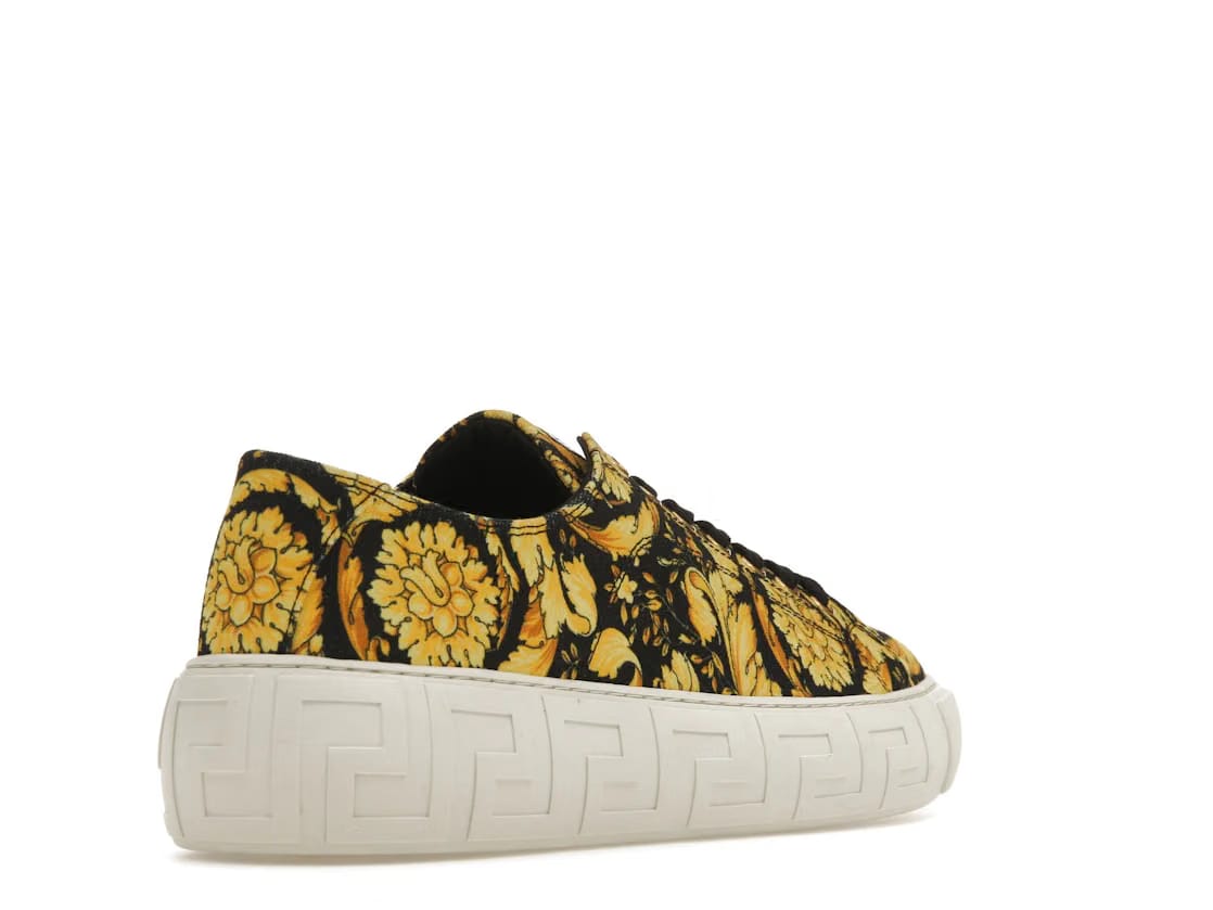 Versace Greca Barocco Print Low Top Yellow Black White