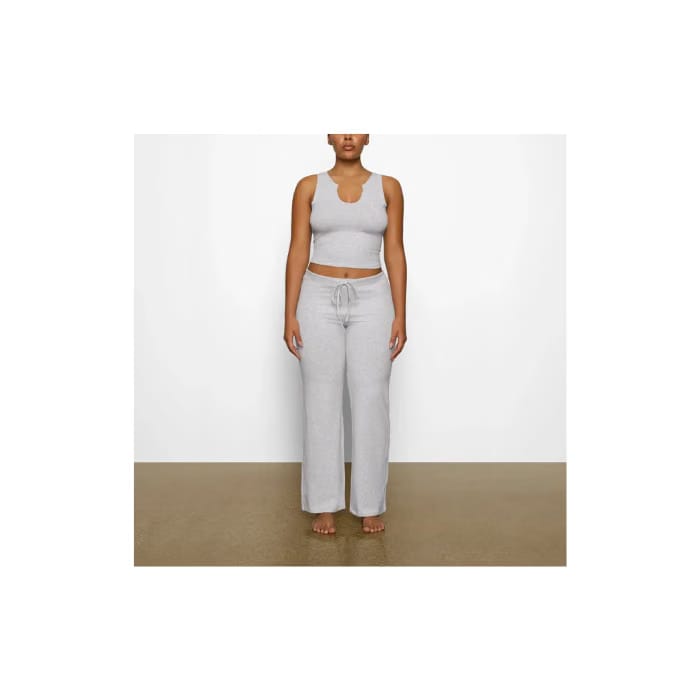 Skims Cotton Jersey Straight Leg Pant Light Heather Grey