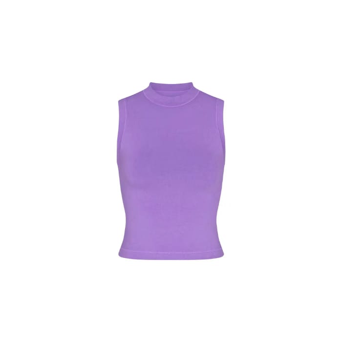 Skims Cotton Jersey Mock Neck Tank Ultra Violet