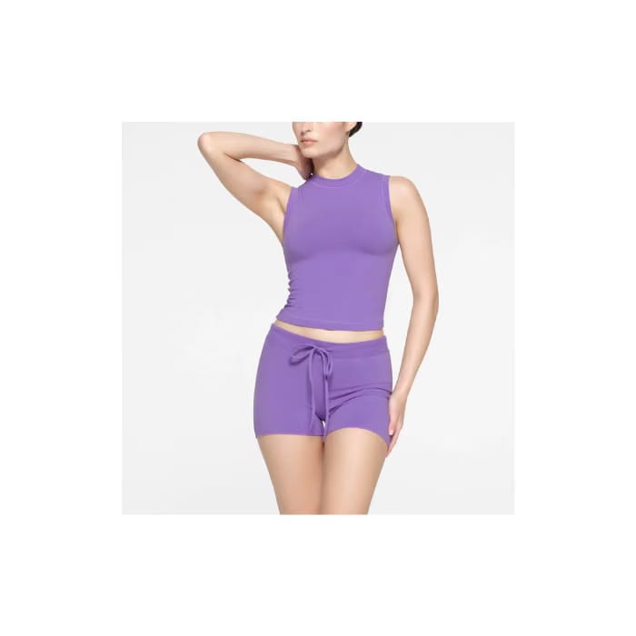 Skims Cotton Jersey Mock Neck Tank Ultra Violet