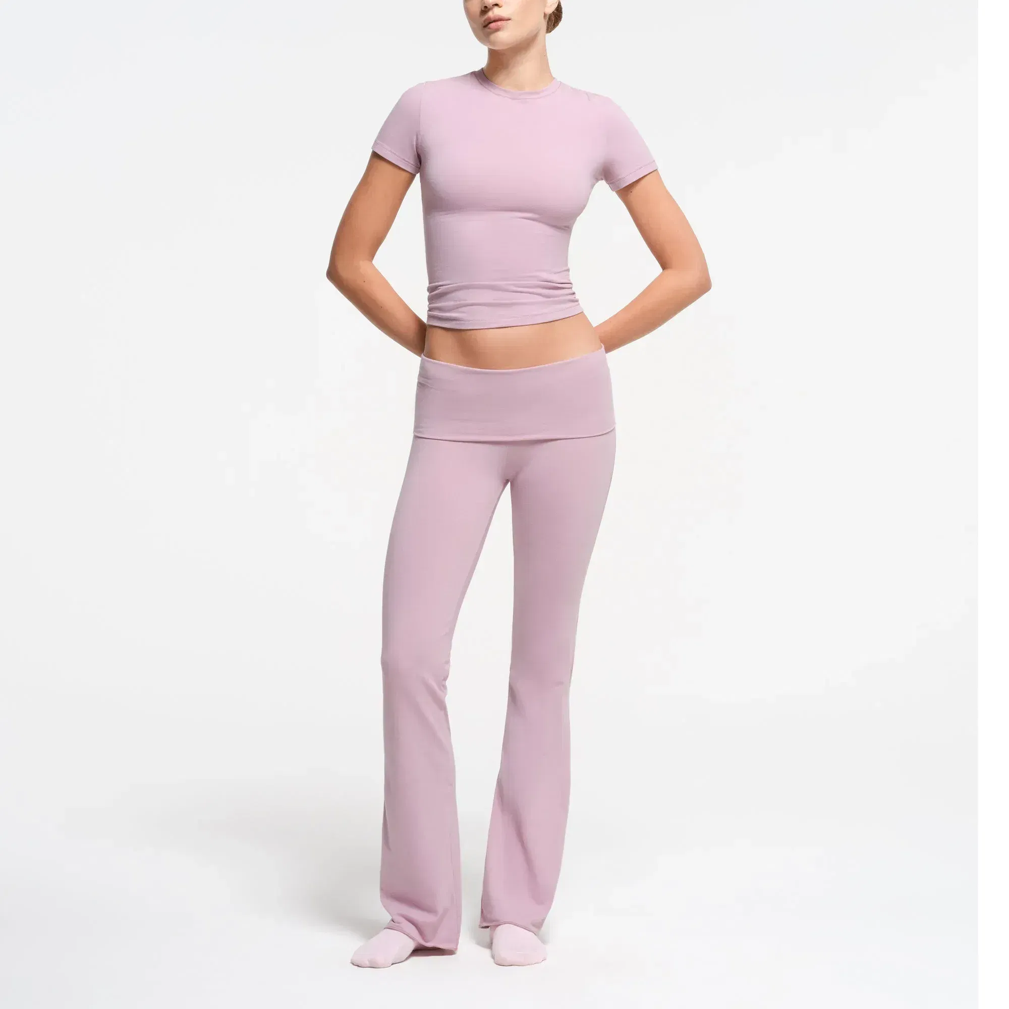 Skims Cotton Jersey Foldover Pant Dusk