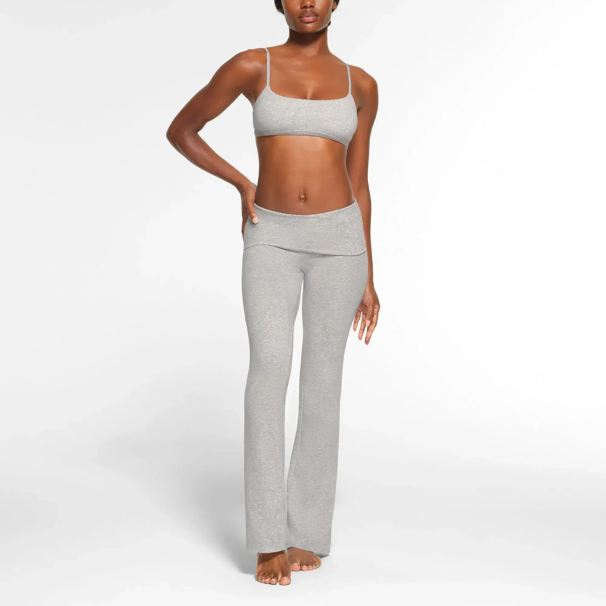 Skims Cotton Jersey Foldover Pant Light Heather Grey
