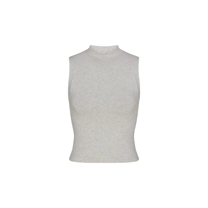 Skims Cotton Jersey Mock Neck Tank Light Heather Grey