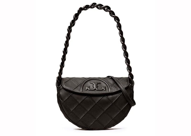 Tory Burch Mini Fleming Soft Crescent Bag Black