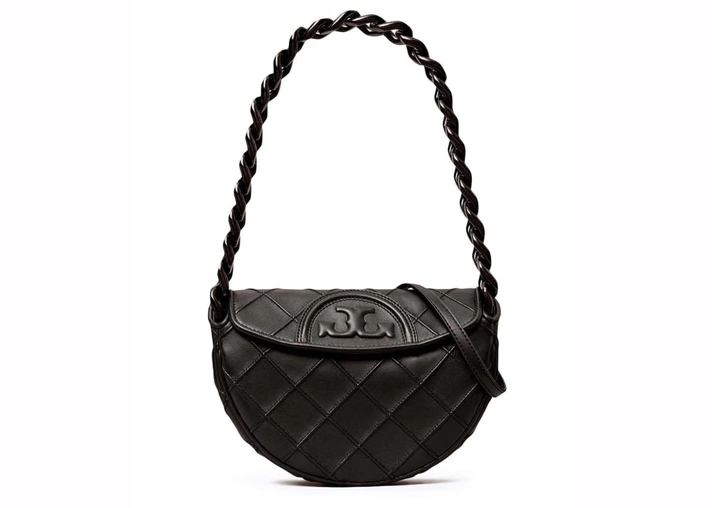 Tory Burch Mini Fleming Soft Crescent Bag Black
