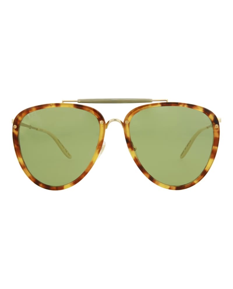 Gucci Aviator Sunglasses Havana/Gold/Green (GG0672S-30008620-003)