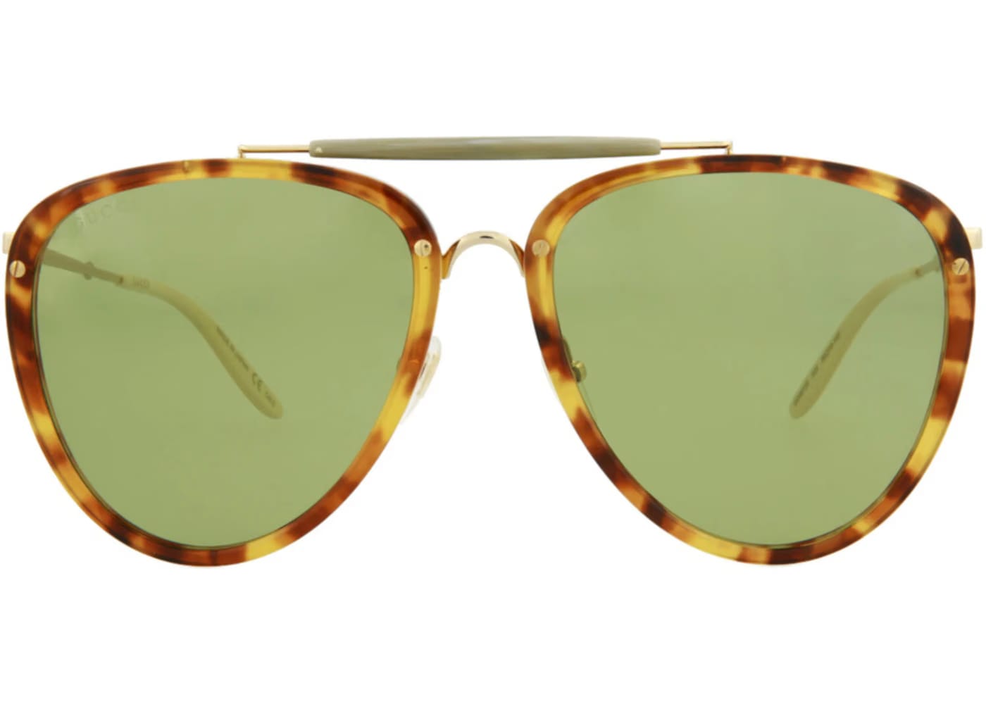 Gucci Aviator Sunglasses Havana/Gold/Green (GG0672S-30008620-003)
