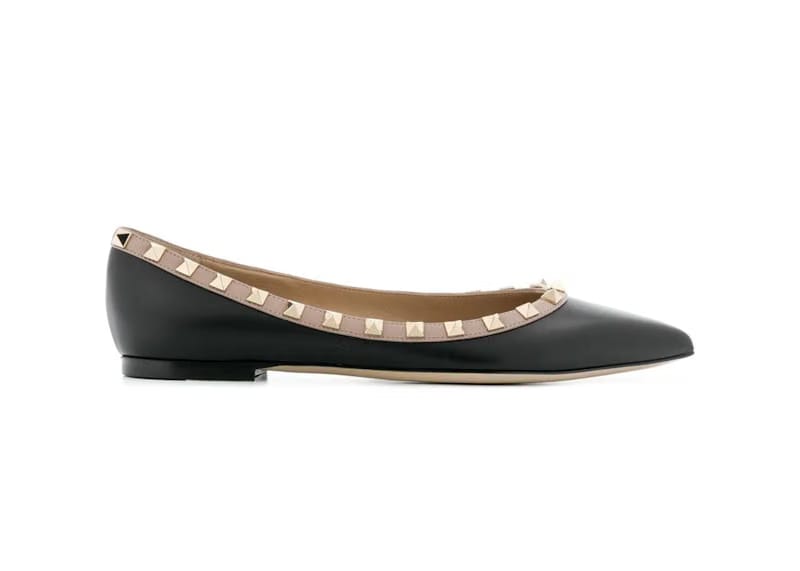 Valentino Garavani Rockstud Ballerinas Black Pink (Women's)