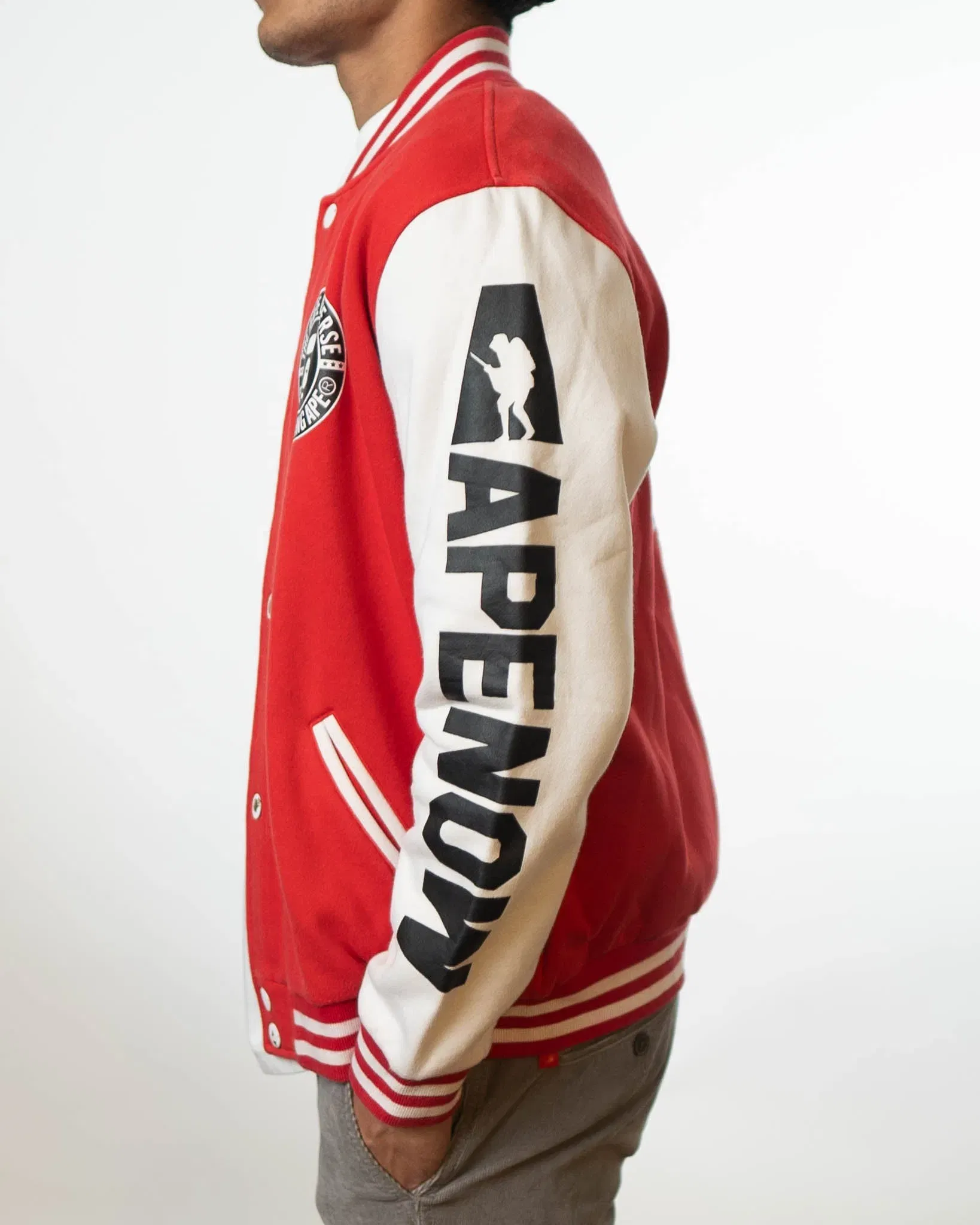 Aape By A Bathing Ape Flag & Logo Varsity Jacket (XL)