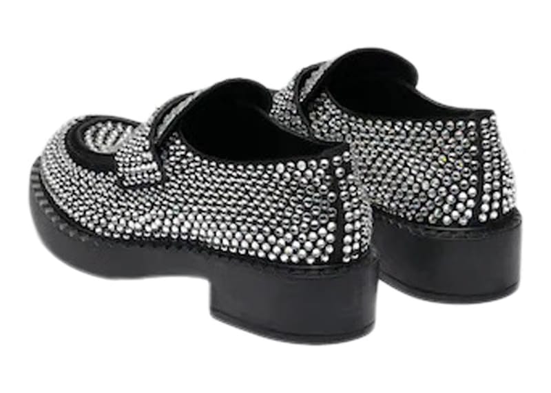 Prada 50mm Crystal Loafer Black Satin