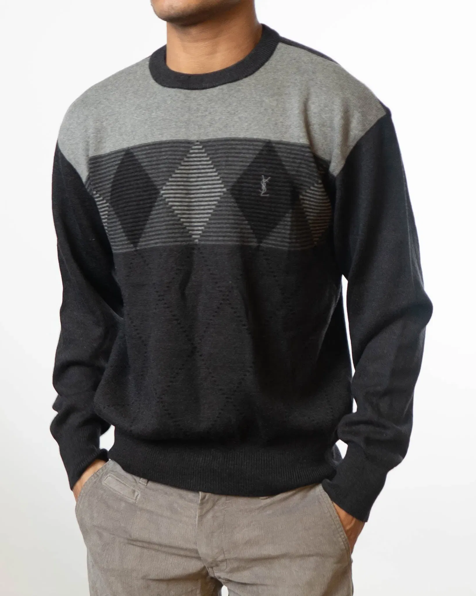 Yves Saint Laurent Vintage Black Grey Sweater (XS)