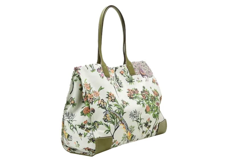Tory Burch Ella Floral Tote Bag Sage Green
