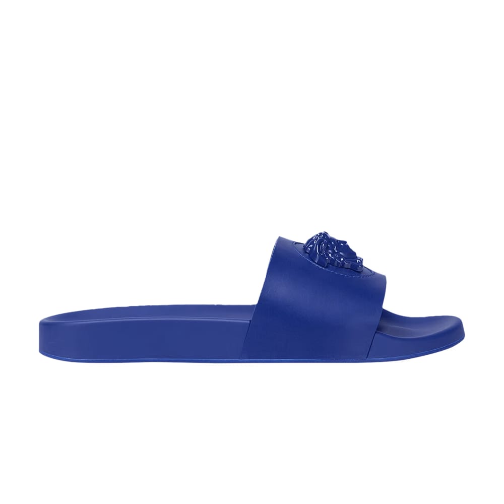 Versace Leather Slides LA Medusa Royal Blue