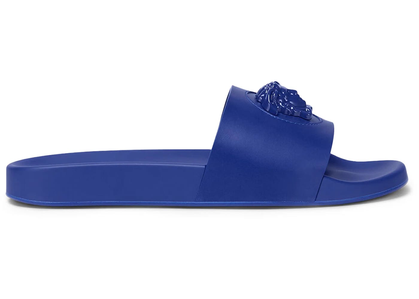Versace Leather Slides LA Medusa Royal Blue