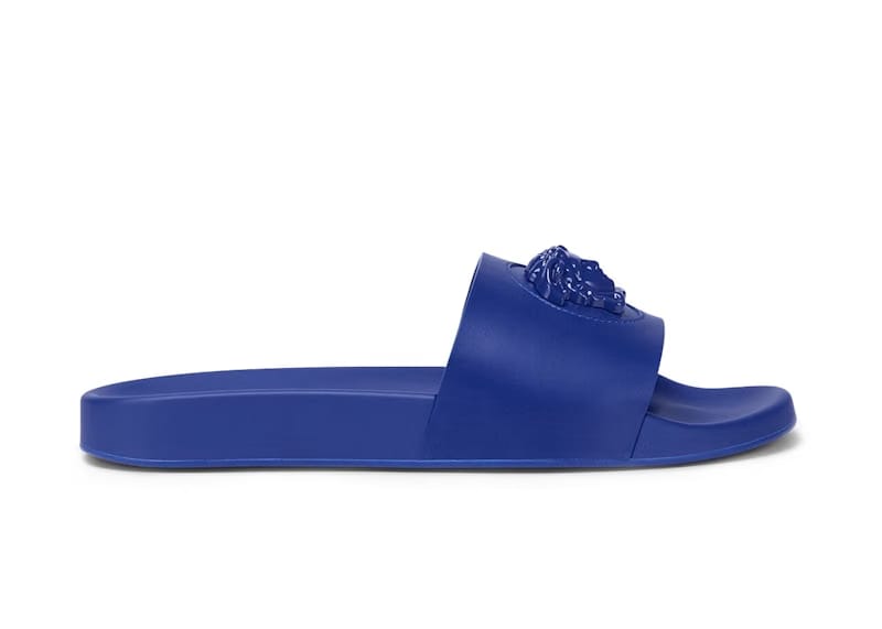 Versace Leather Slides LA Medusa Royal Blue