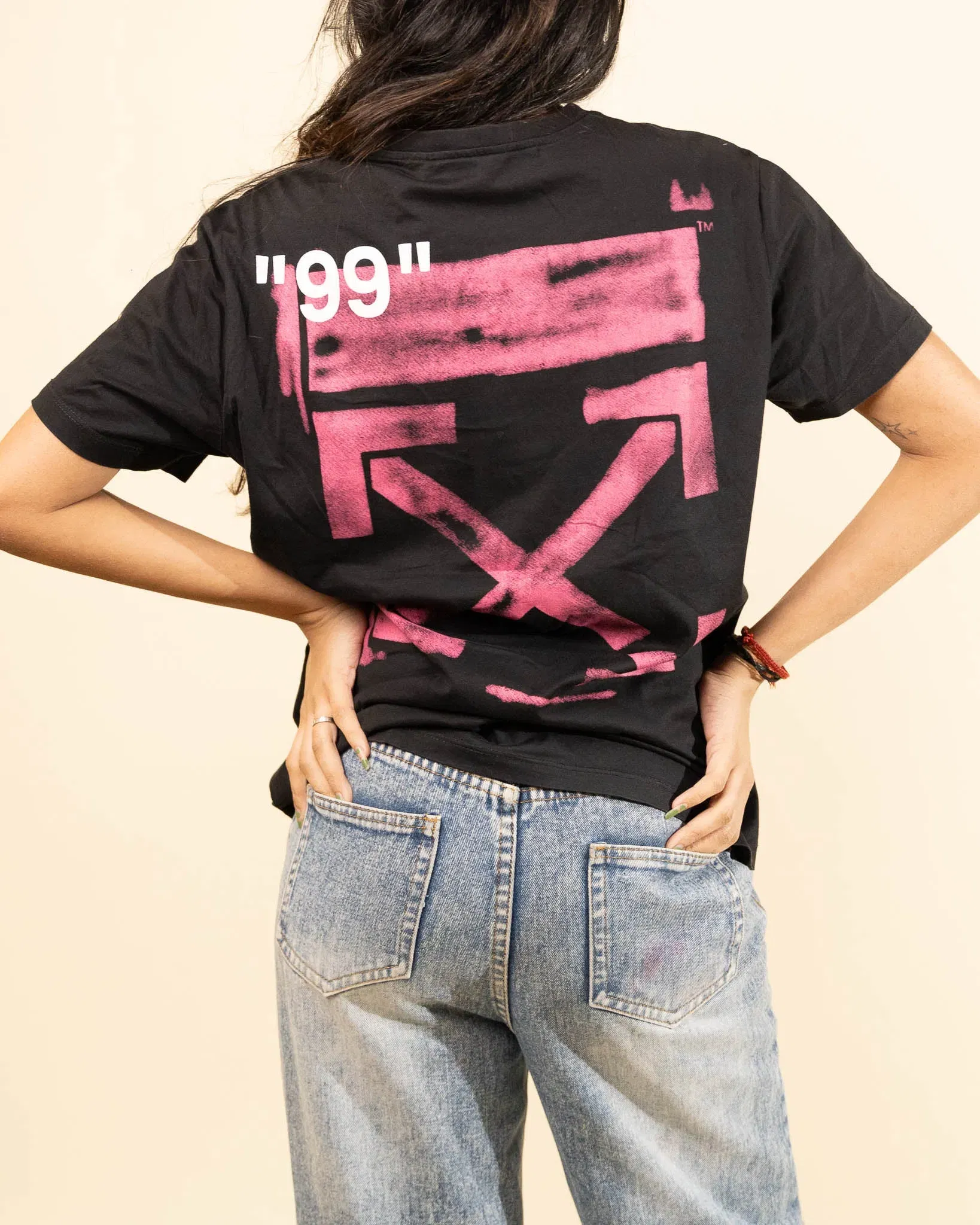 Off-White Stencil Black Fuchsia Oversized T-Shirt (M)