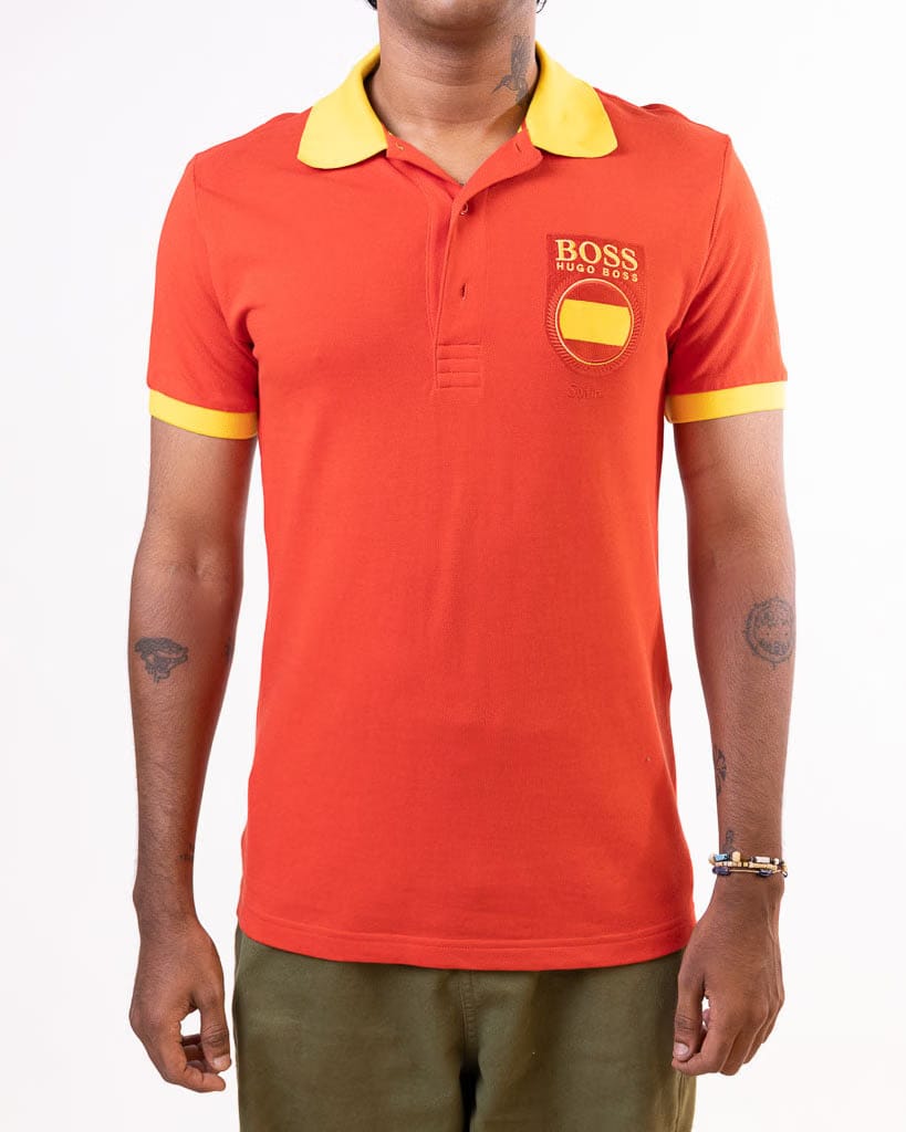 Hugo Boss Polo Shirt Paddy Flag Spain In Red (M)