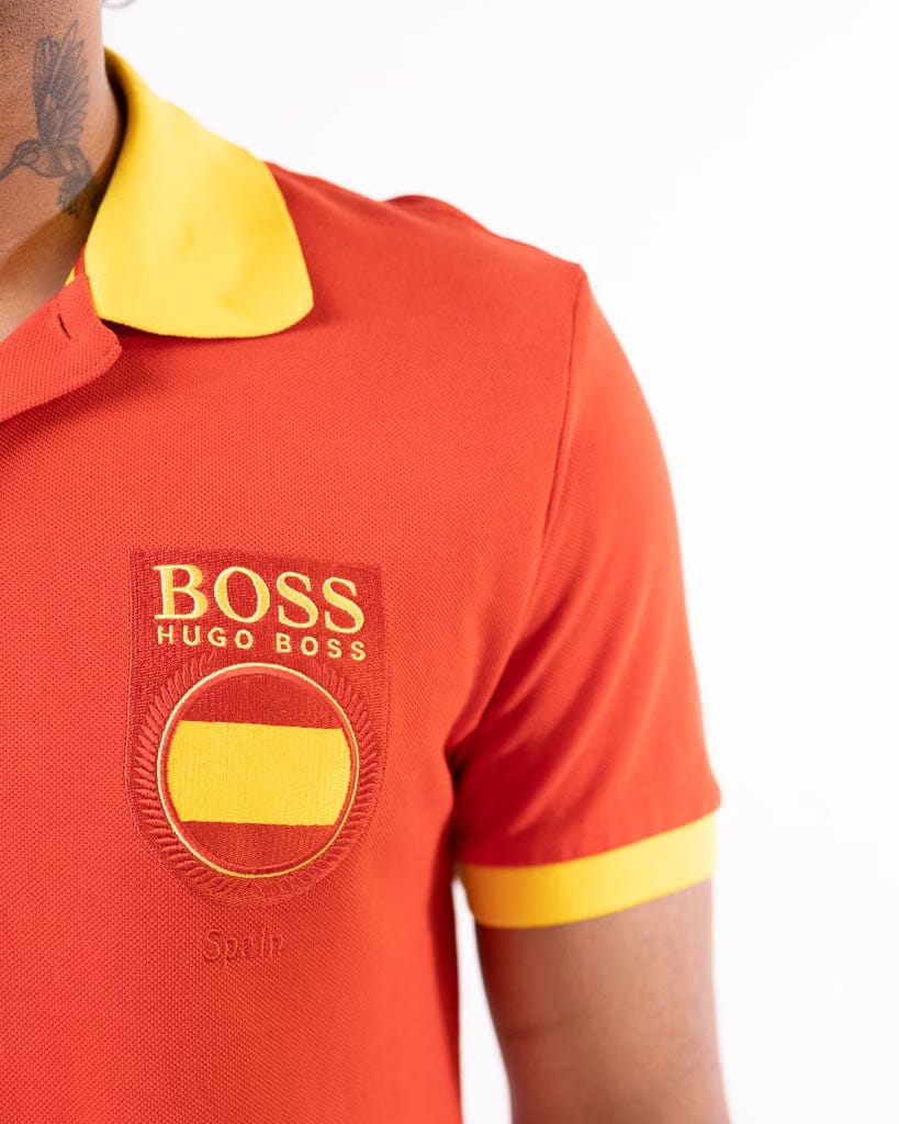 Hugo Boss Polo Shirt Paddy Flag Spain In Red (M)