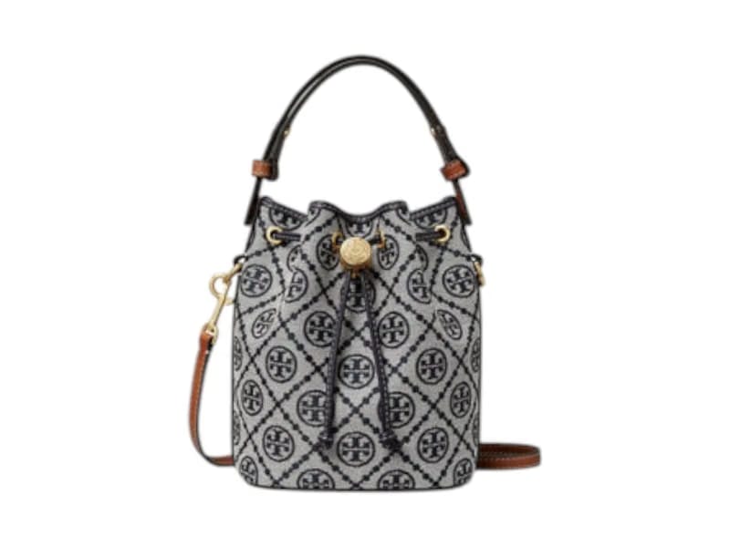 Tory Burch T Monogram Mini Bucket Bag Navy