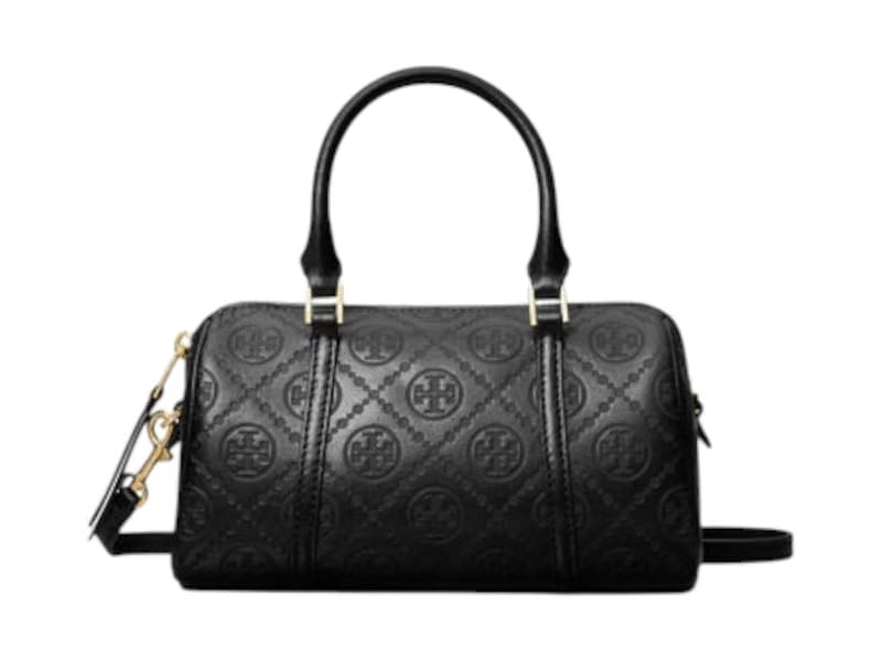 Tory Burch T Monogram Leather Petite Barrel Bag Black