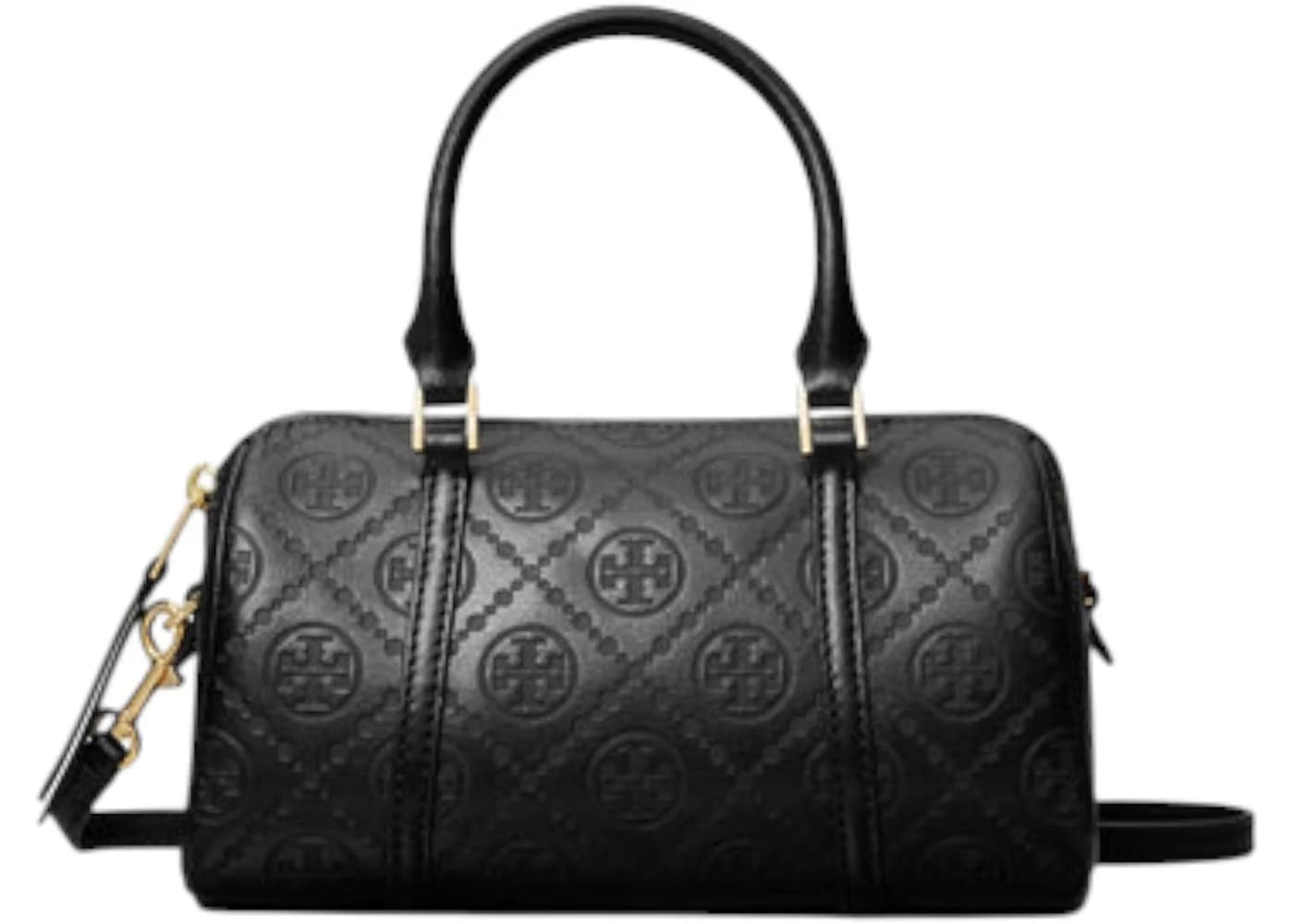 Tory Burch T Monogram Leather Petite Barrel Bag Black