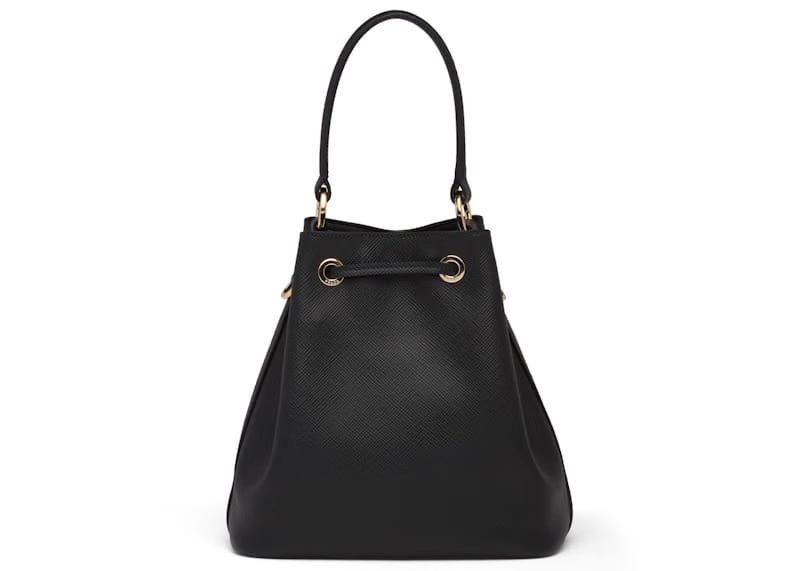 Prada Bucket Bag Saffiano Leather Gold-tone Black