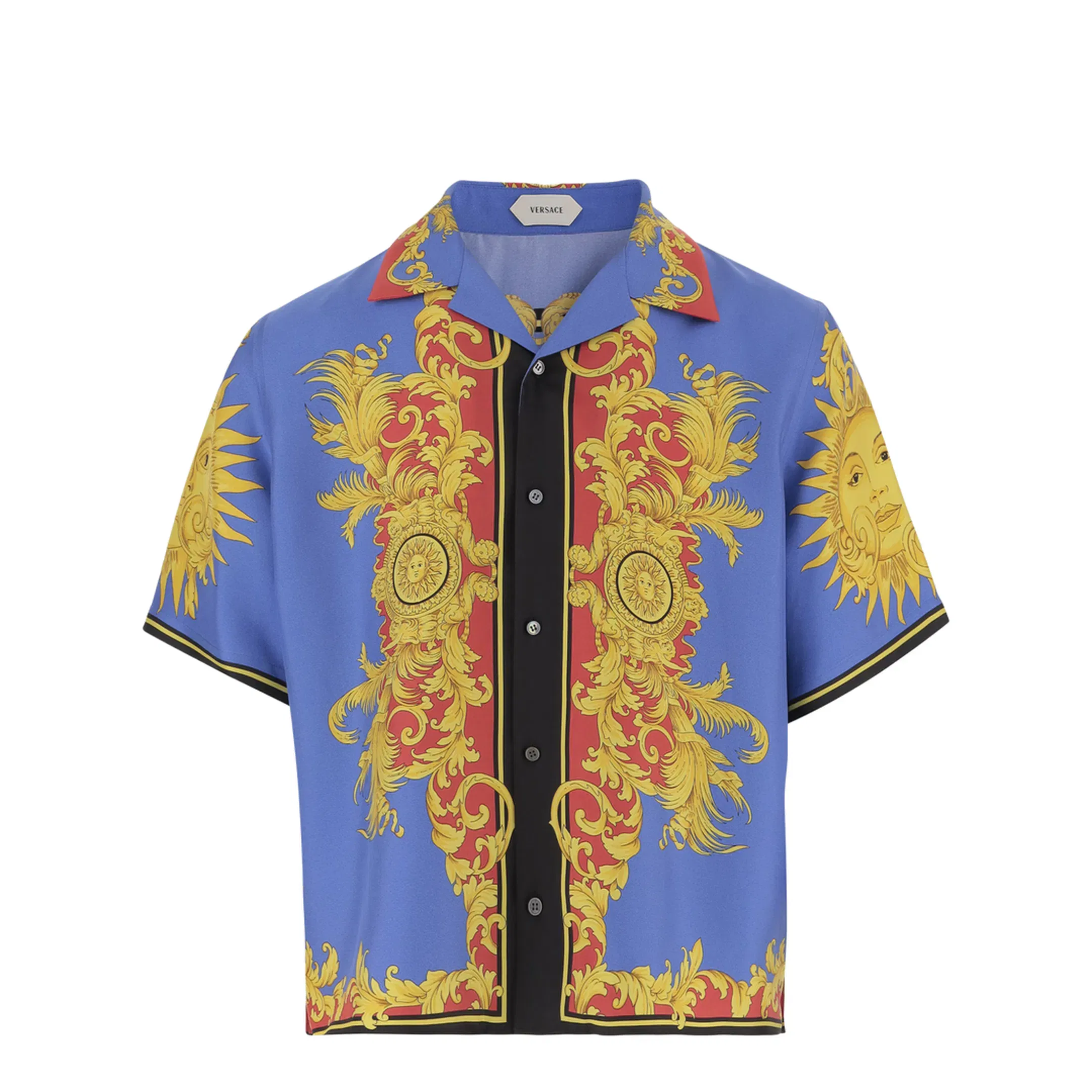 Men's Printed Silk Shirt - Blue