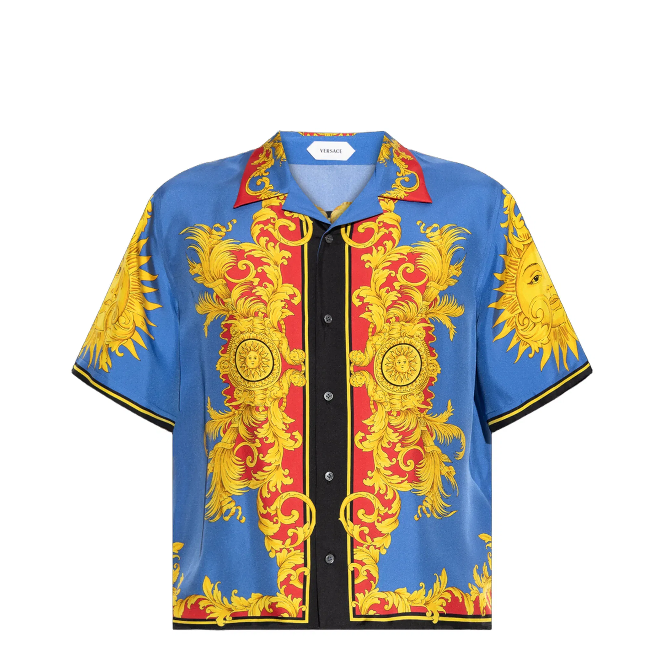 Men's Printed Silk Shirt - Blue