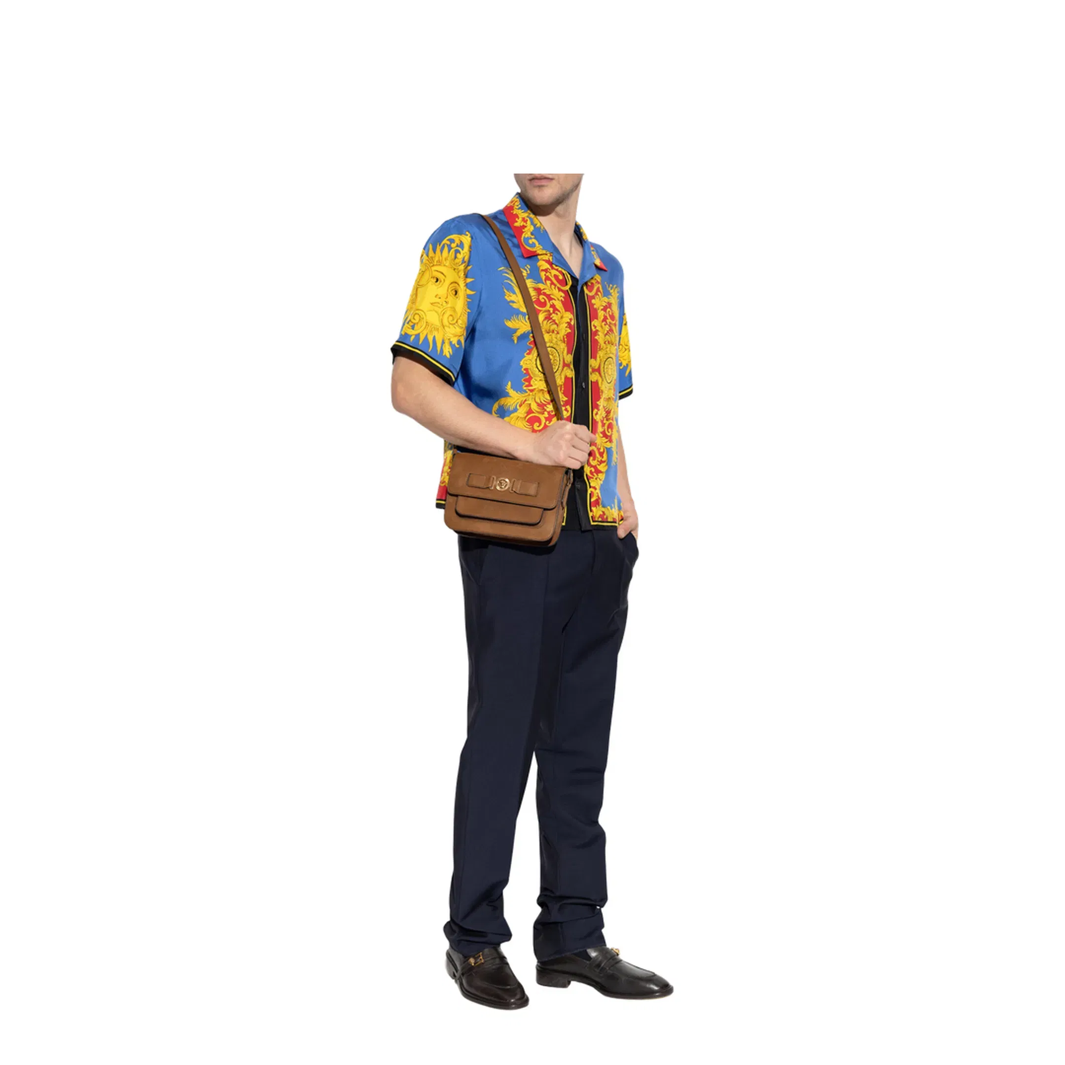 Men's Printed Silk Shirt - Blue