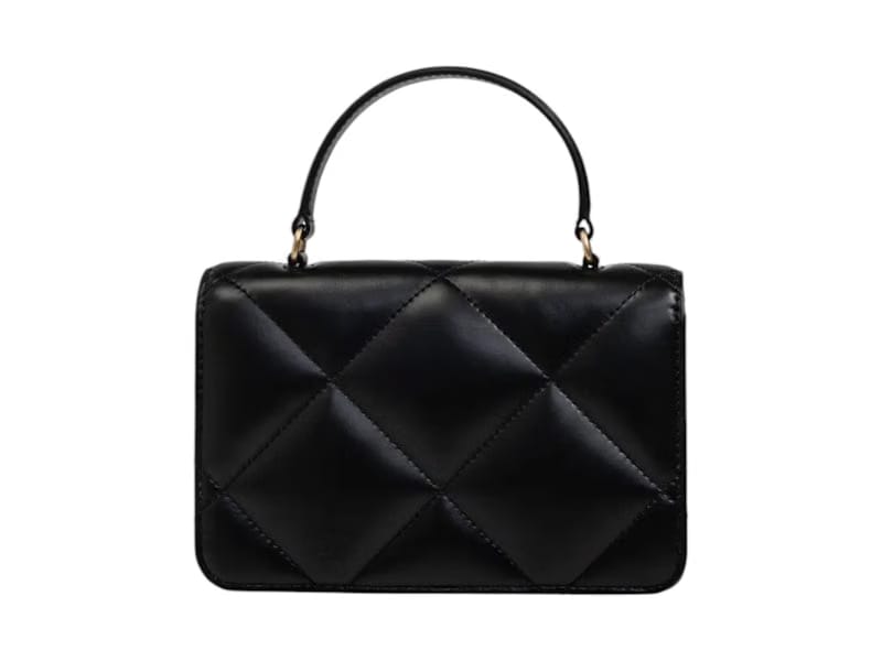 Tory Burch Kira Diamond Quilt Mini Top Handle Chain Wallet Black