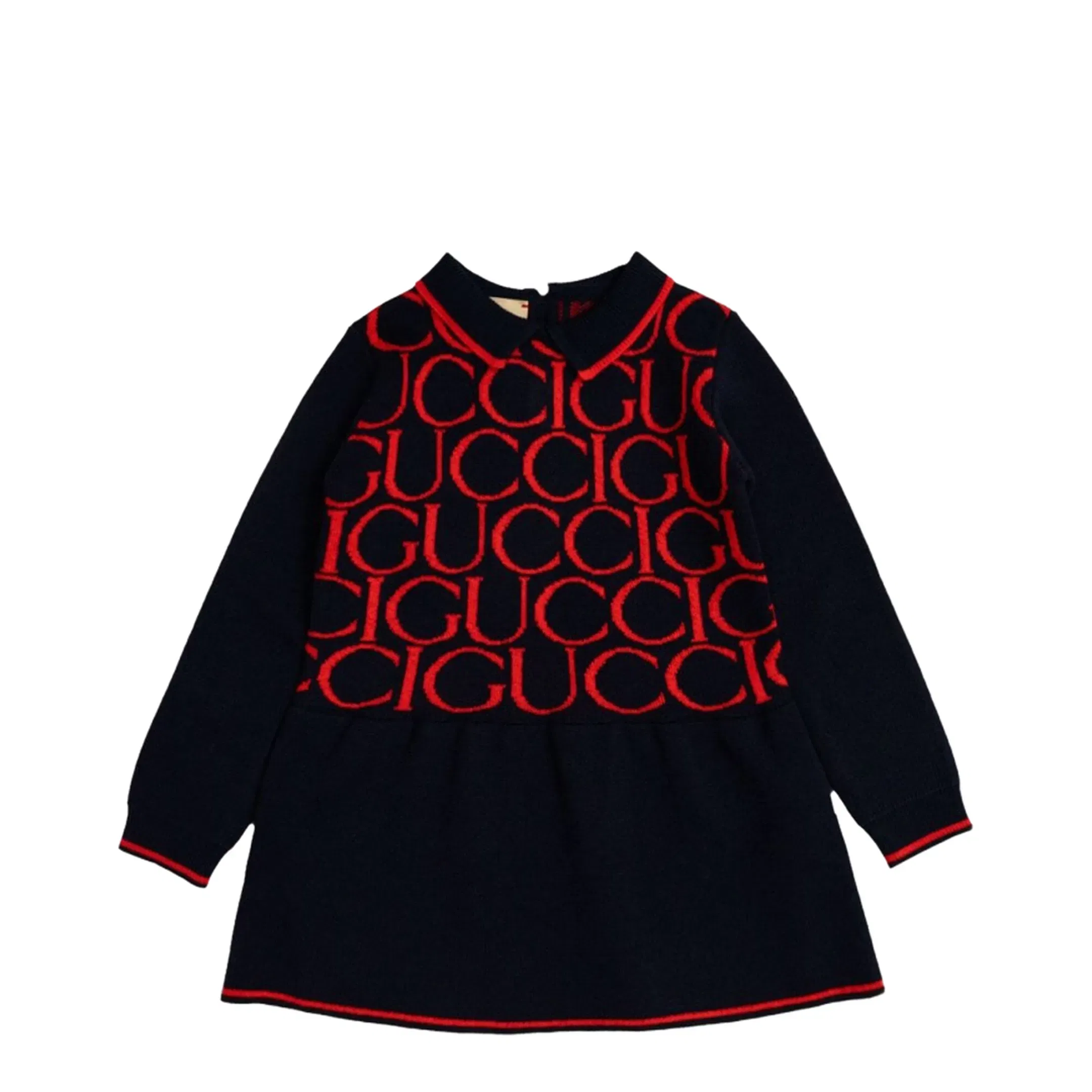 b l/s dress wo jacquard/ ultramarine/red