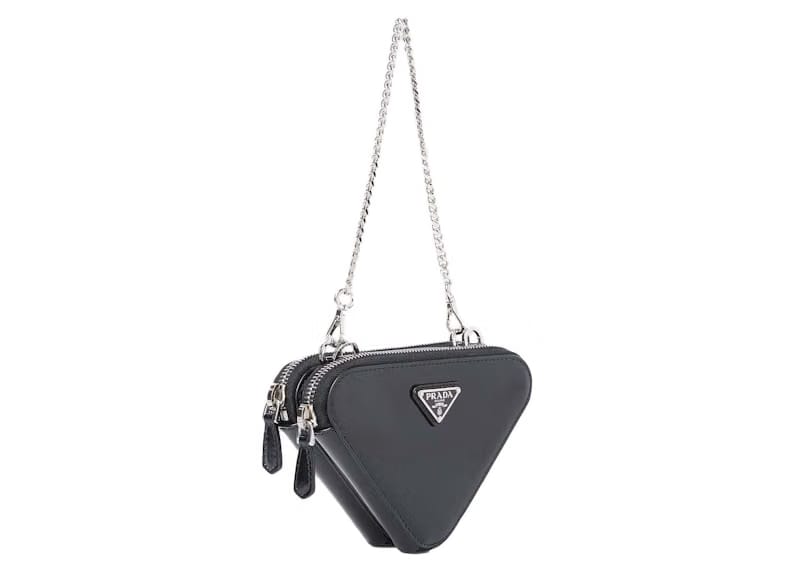 Prada Brushed Chain-Linked Wallet Black