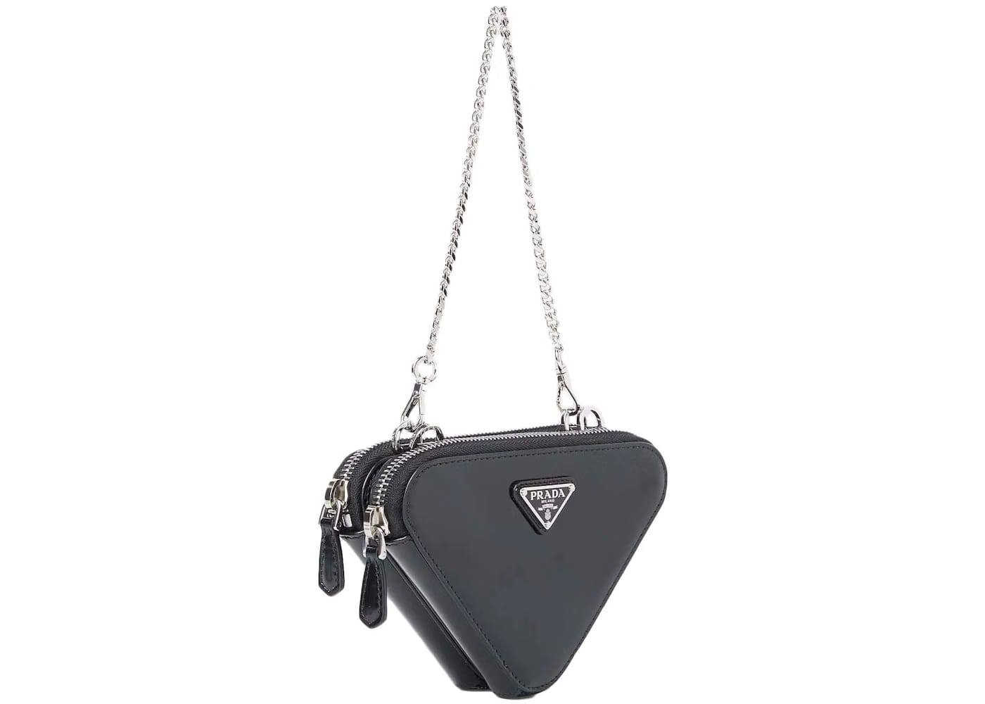 Prada Brushed Chain-Linked Wallet Black