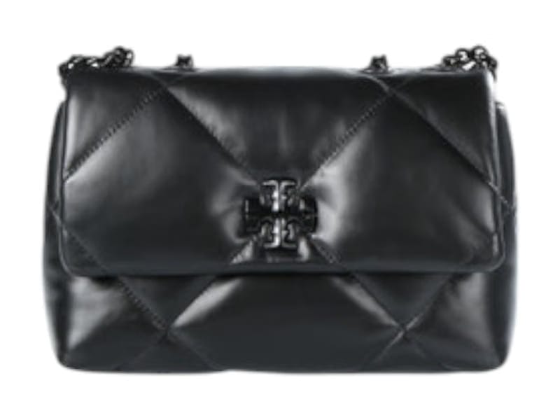 Tory Burch Kira Diamond Quilt Powder Coated Small Convertible Shoulder Bag Black