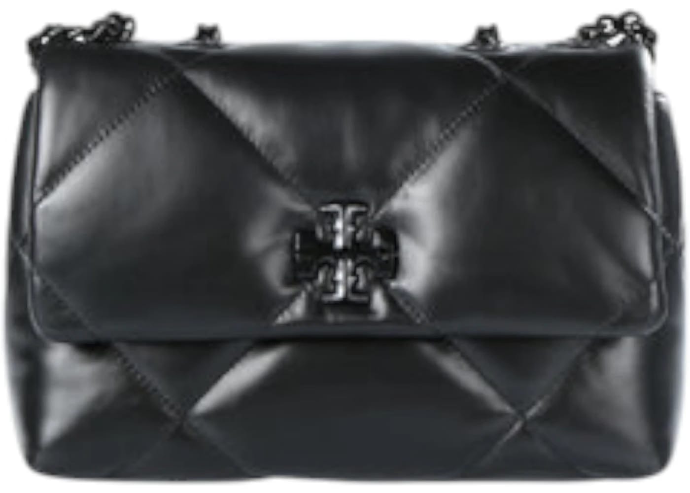 Tory Burch Kira Diamond Quilt Powder Coated Small Convertible Shoulder Bag Black