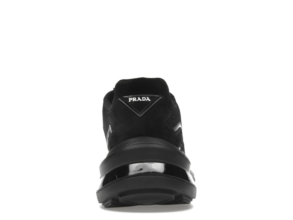 Prada Brushed Leather Sneakers Bike Fabric Suede Black