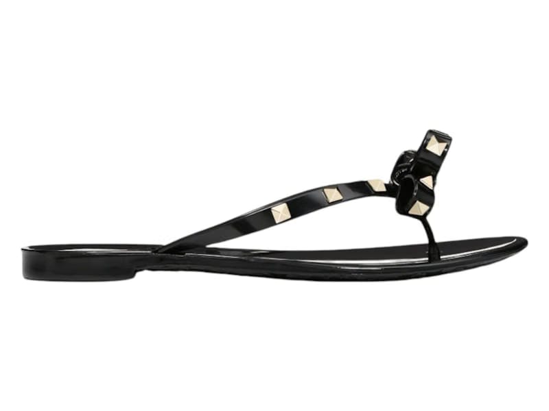 Valentino Rubber Rockstud Thong Sandals Black (Women's)