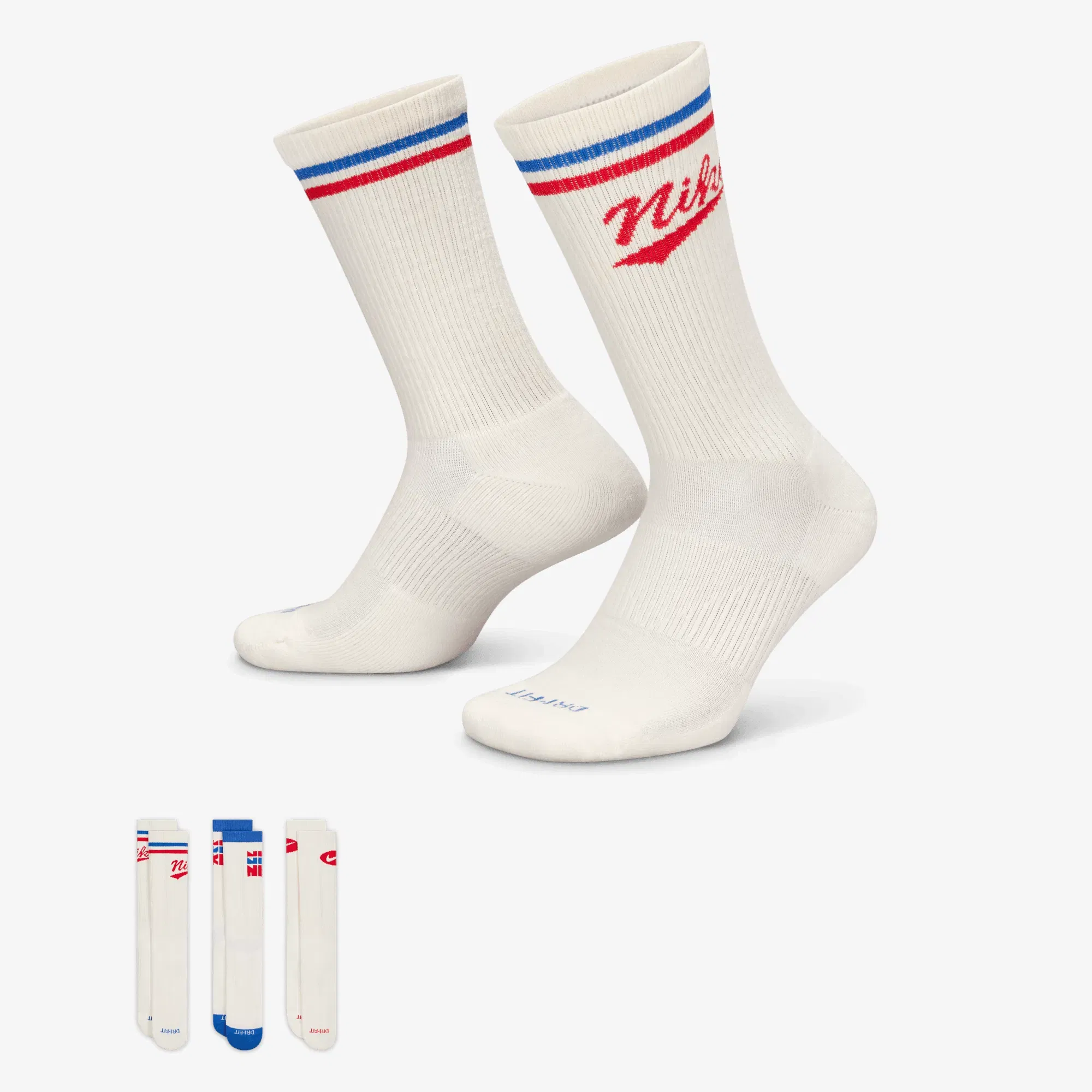 NIKE EVERYDAY CREW SOCKS (3 PAIRS) { WHITE