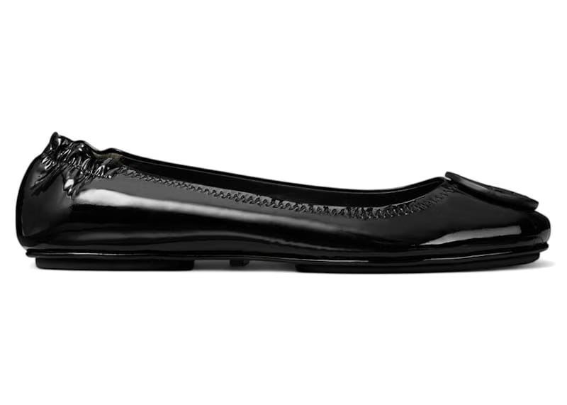 Tory Burch Minnie Travel Ballet Flats Black Patent (Women's)