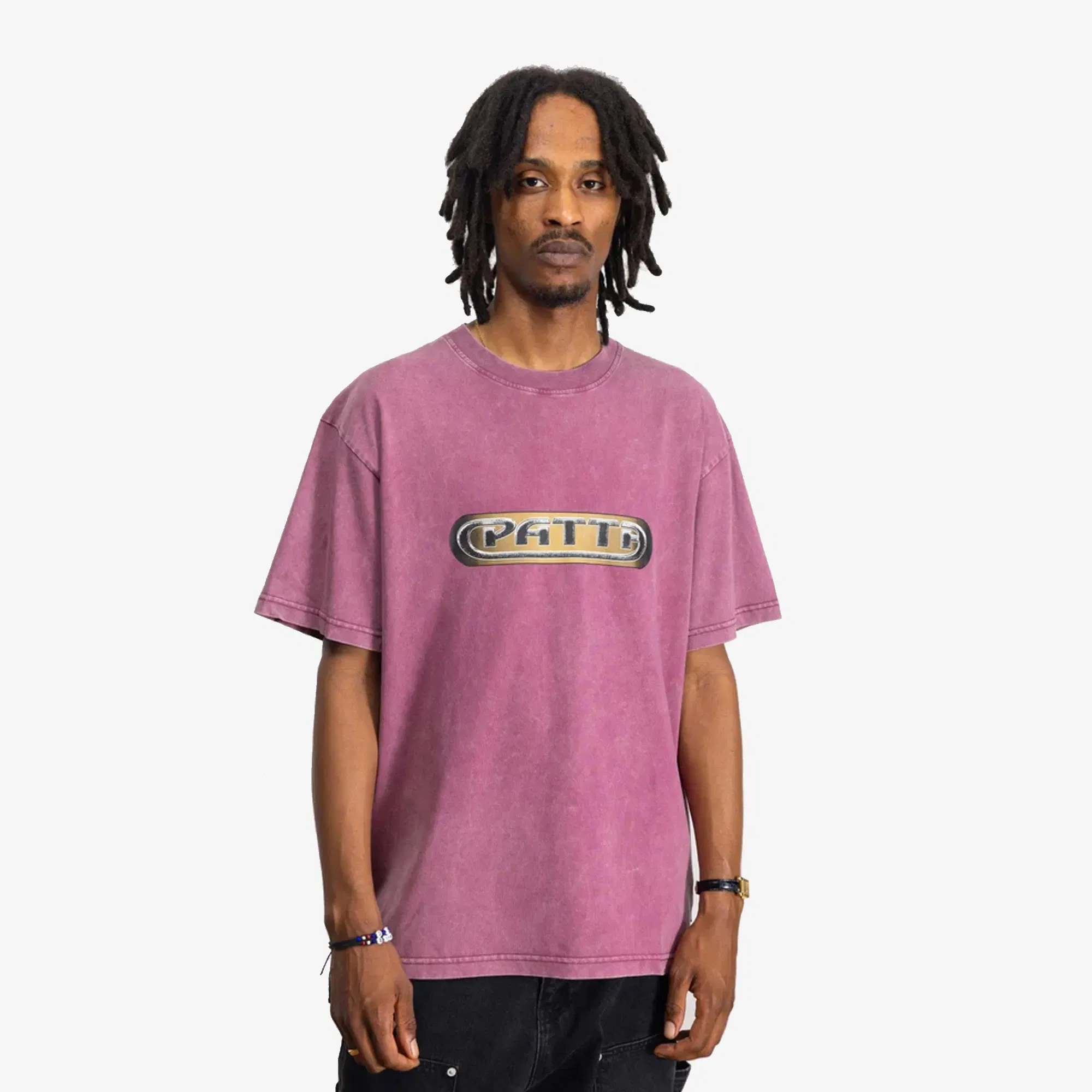 PATTA GILDED ACID WASHED T-SHIRT { BOYSENBERRY