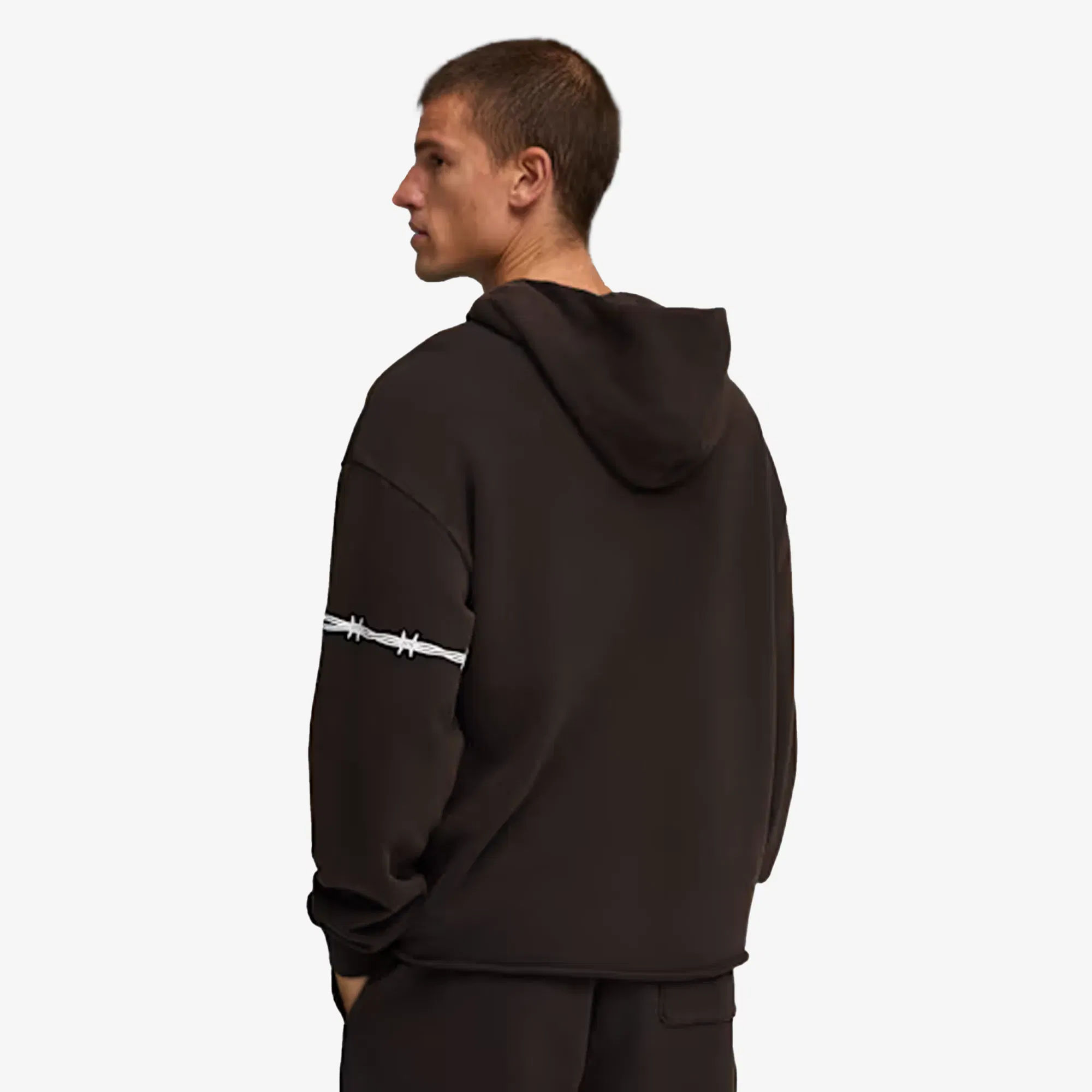 PUMA SWISH N' INK RELAXED FIT GRAPHIC BASKETBALL HOODIE II { BLACK