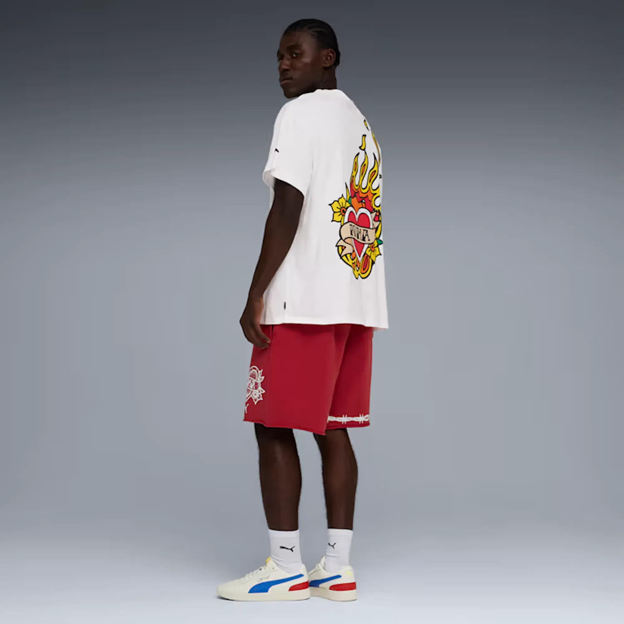 PUMA SWISH N' INK OVERSIZED BASKETBALL COTTON T-Shirt IIII { WHITE