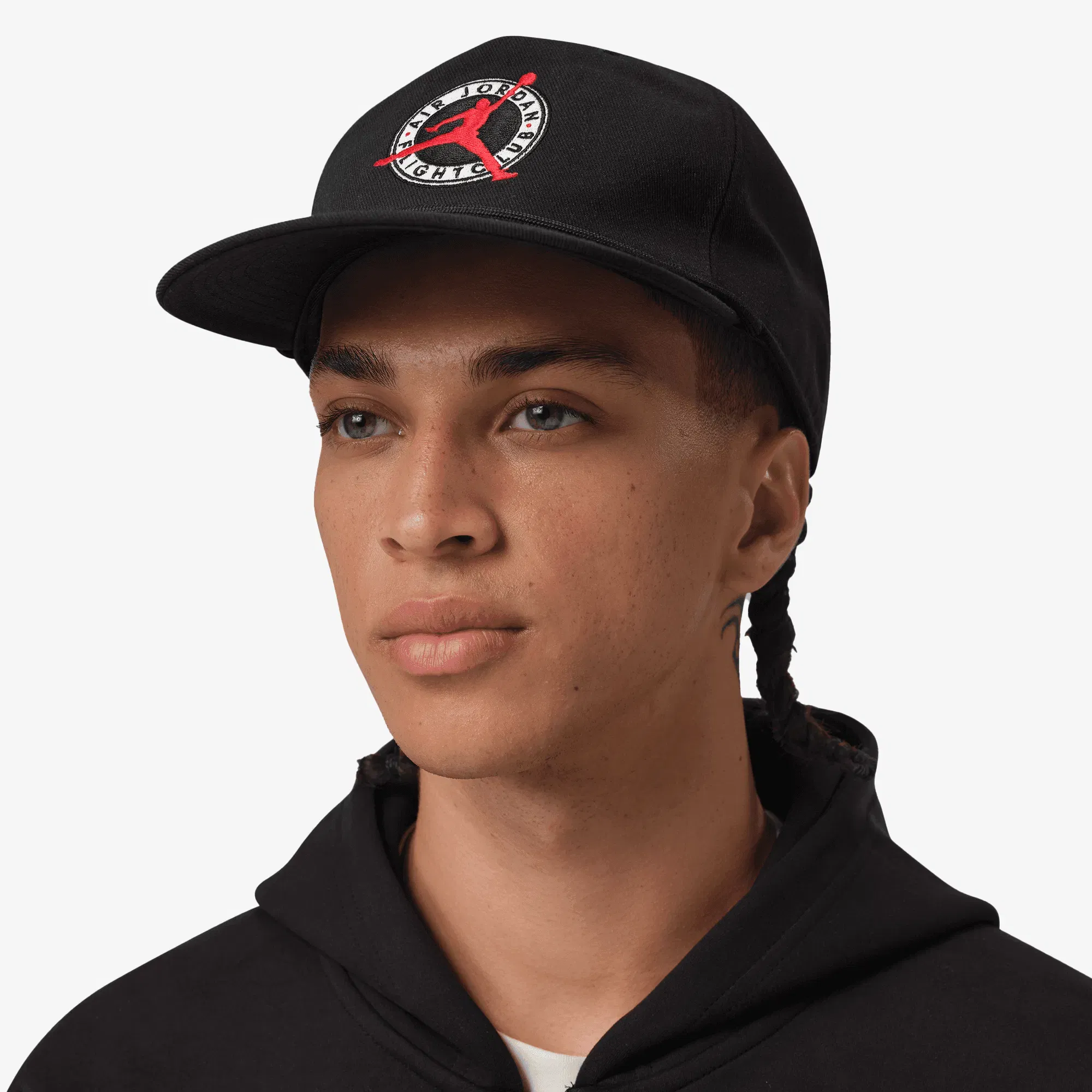 Jordan FIGHT CLUB PRO UNSTRUCTURED FLAT BILL HAT { BLACK/BLACK